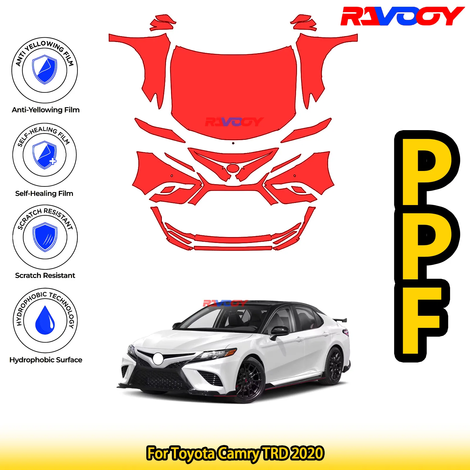 

For Toyota Camry TRD 2020 Glossy Matte Black Precut front PPF Kit Paint Protection Film