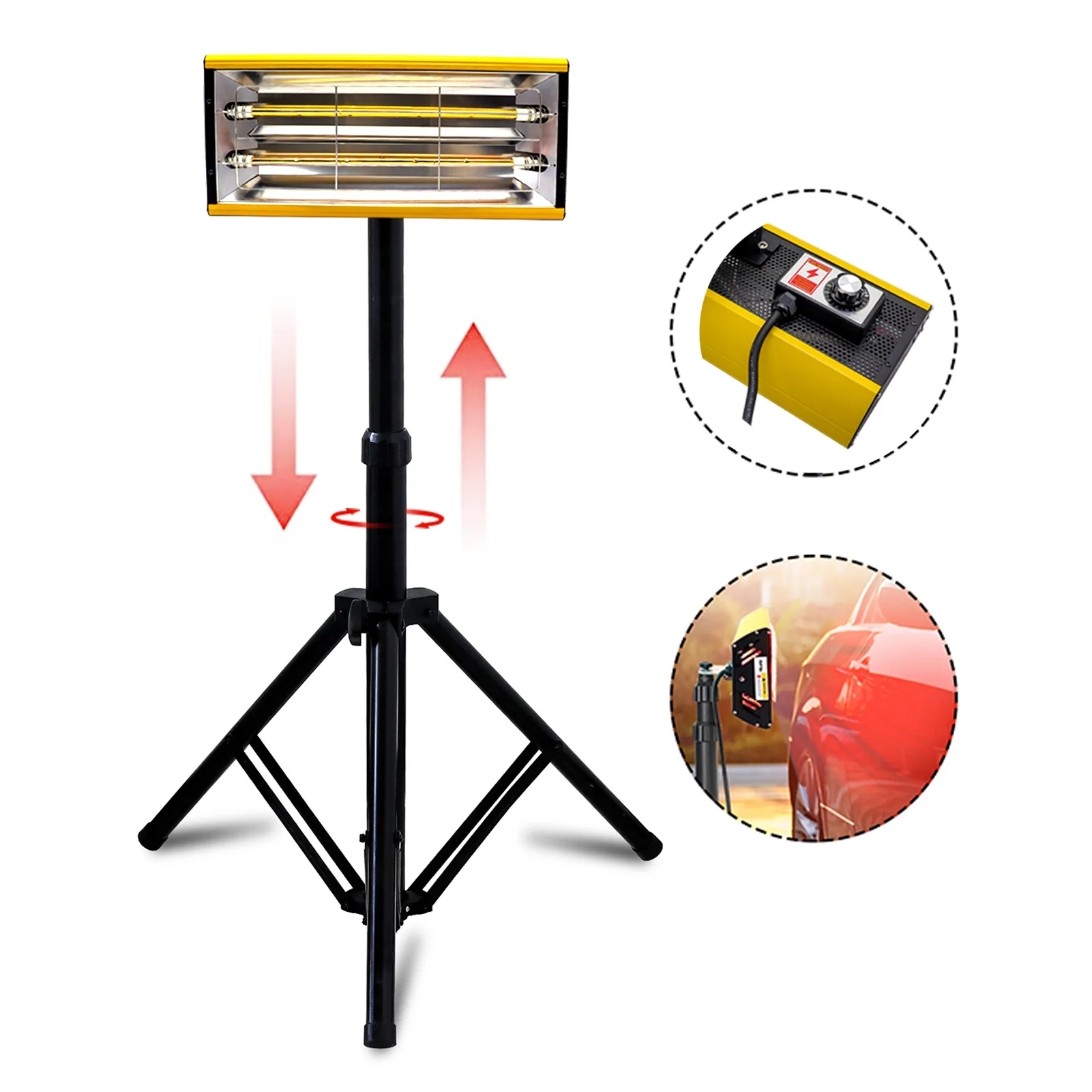 Imagem -03 - Lâmpada de Cura de Tinta Infravermelha de Cozimento Onda Curta Aquecedor para Reparo de Carroçaria de Carro Paint Dry Suporte de Elevação Portátil 2000w