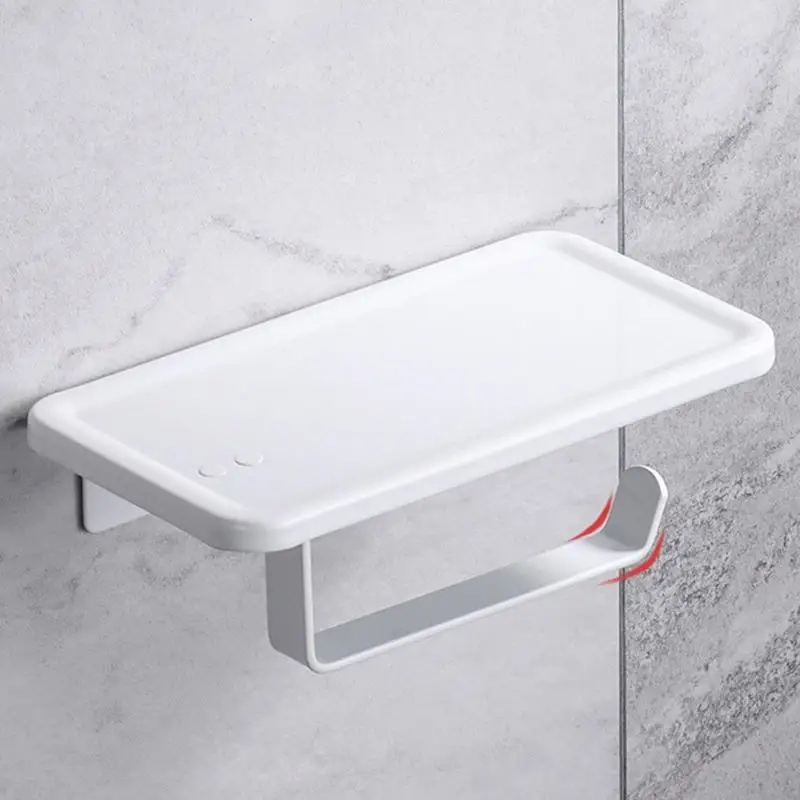 

Toilet Paper Shelf Toilet Paper Holder With Phone Shelf Aluminum Wall Mounted Toilet Paper Roll Holder Bathroom Washroom Paper