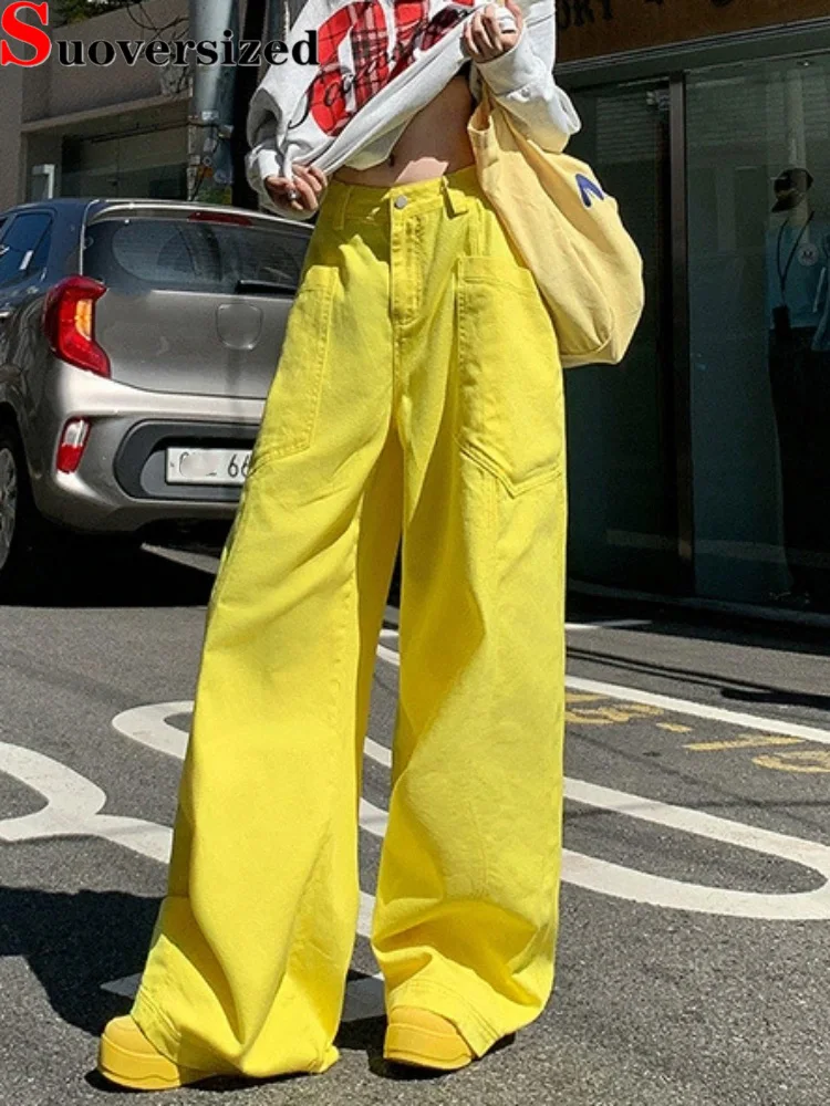 

Винтажные мешковатые широкие джинсы в стиле ретро, женские повседневные свободные уличные брюки Vaqueros с высокой талией, свободные модные прямые джинсовые брюки