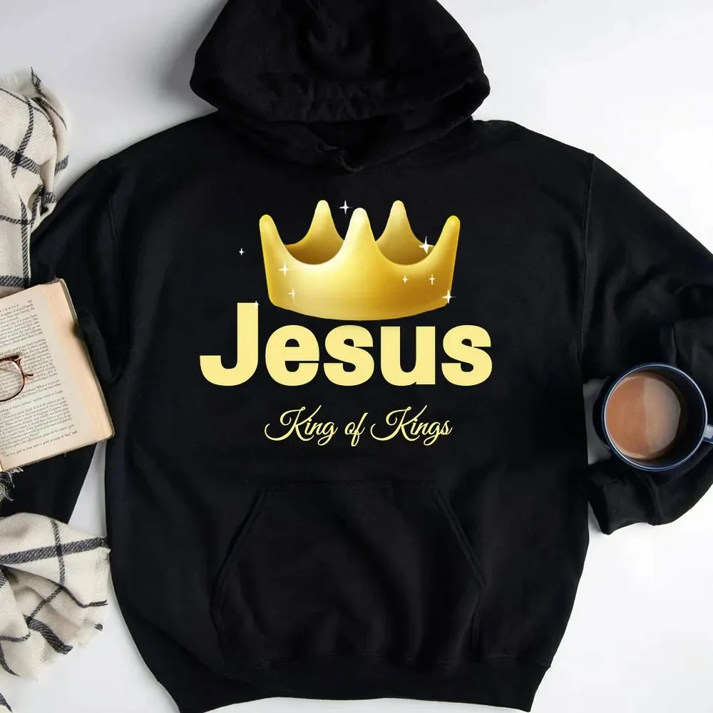 

Jesus King of Kings Hoodie Men's and Women's Long Sleeve Hooded Sweatshirt Pullover Tops Sportswear Streetwear Women Clothing
