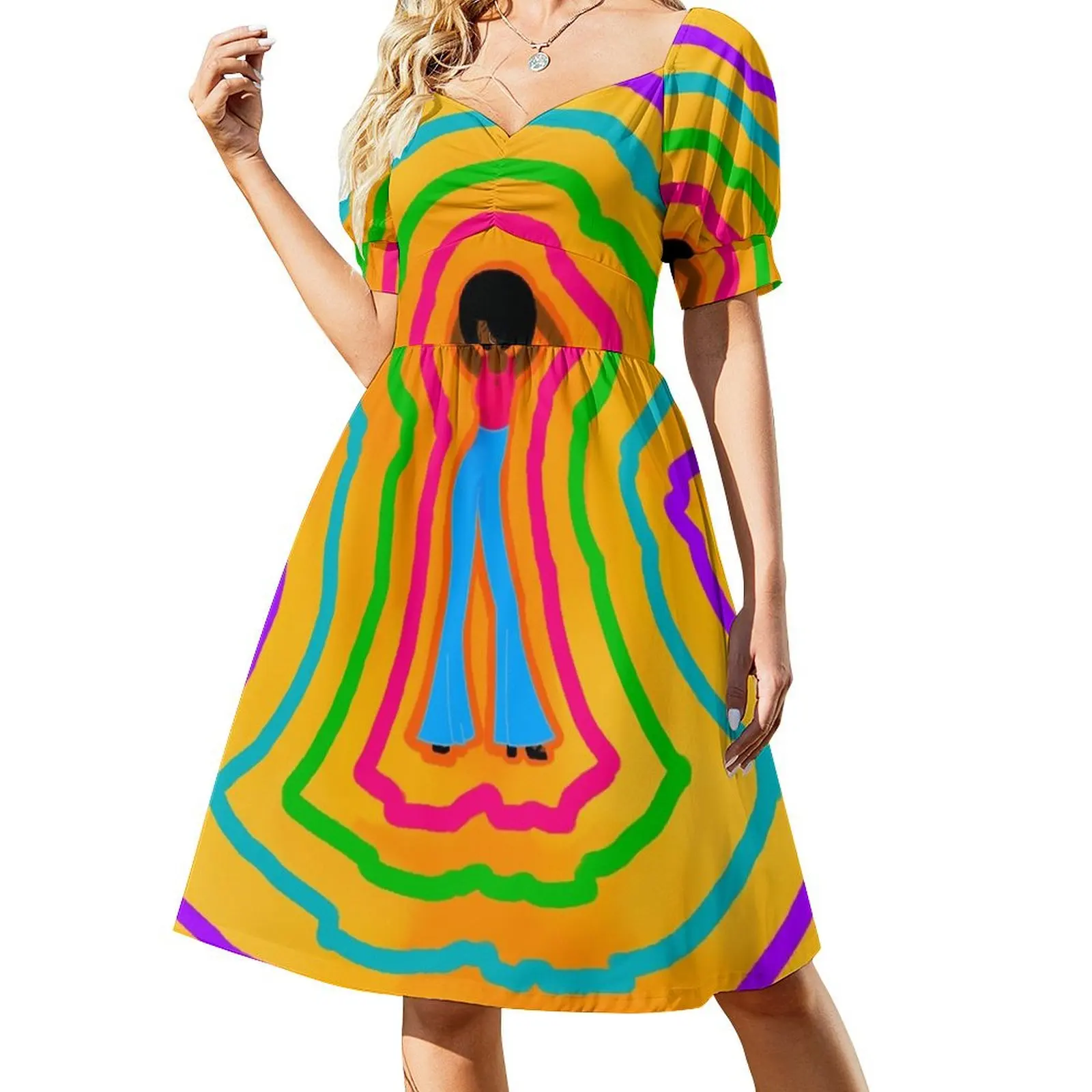 

Groovy Soul Train Pop Art Short Sleeved Dress cocktail dresses Female clothing Dress