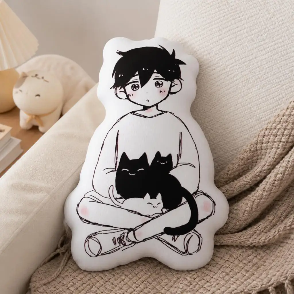 OMORI Sunny and Mewo Plush Pillow Cushion Irregular Stuffed Throw Pillow Home Decor Gift Sofa Bed Couch