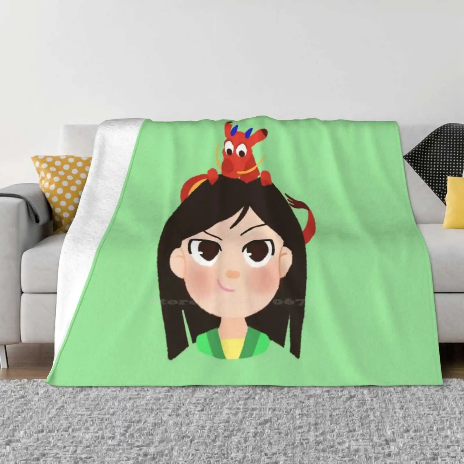 And Mushu Fashion Soft Warm Throw Blanket Mushu Chibi Cartoon He Drew Colors Princesses