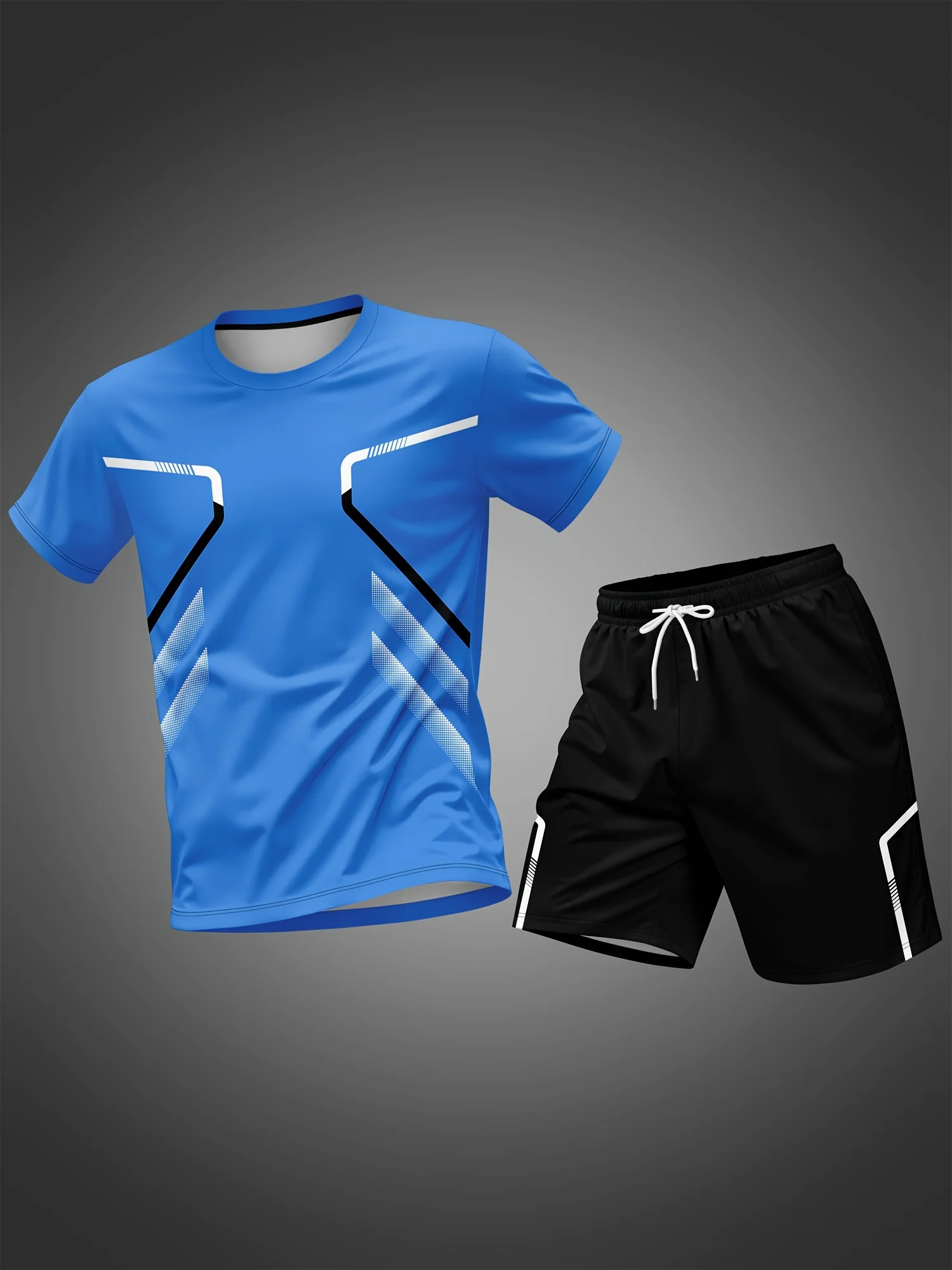

New men's short sleeves and shorts for summer 2025 casual sporty simple 3D printed breathable mesh outdoor sportswear