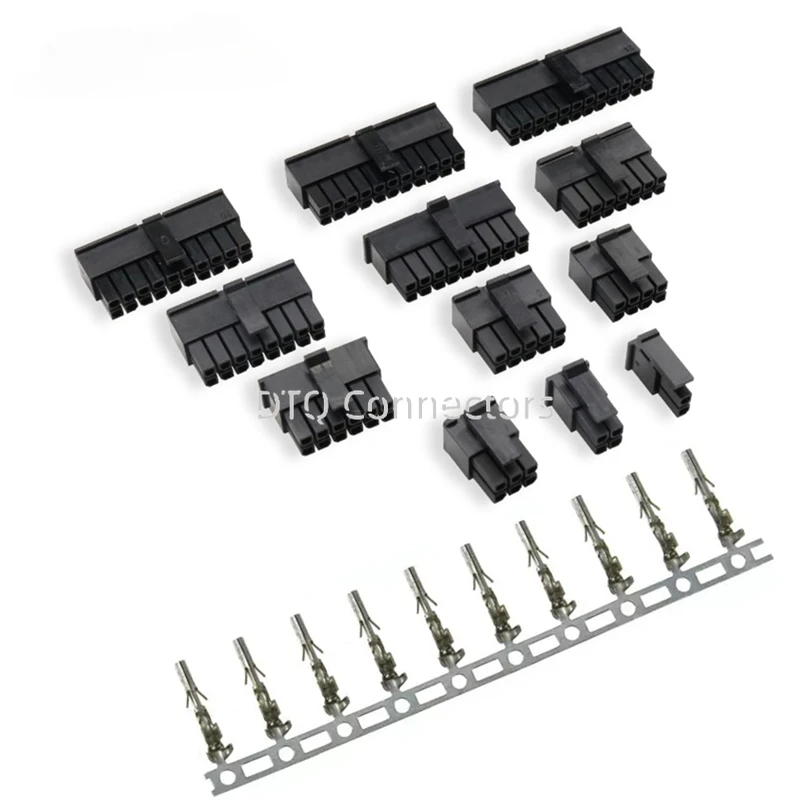 10sets MX3.0 3.0mm Pitch Micro-Fit 3.0 Connector Housing 2*1/2/3/4/5/6/8/10/12 Pin Male shell + Terminal 43030 2P/3P/4P/5P