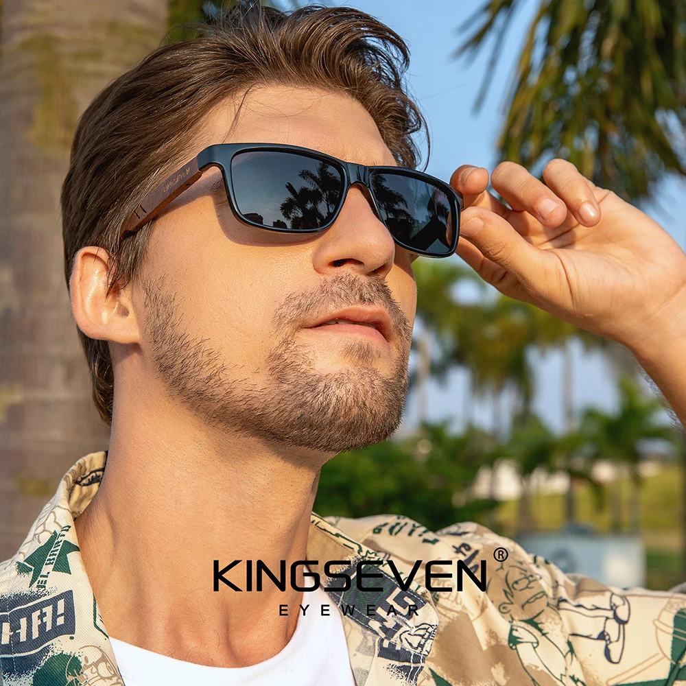 KINGSEVEN Klassische Vintage Holz Sonnenbrille Männer UV400 Polarisierte Retro Schutzbrille Frauen Männlich Outdoor Brillen – Detail 2