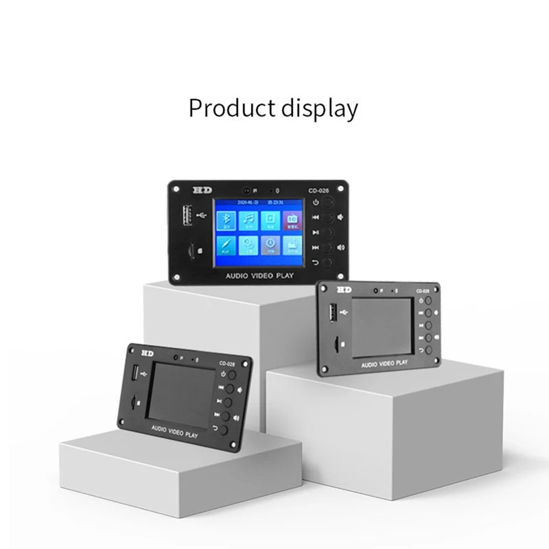 Portable HD Car Lossless Full Format Mp5 Bluetooth 5.0 Calendar Clock Alarm Clock 2.8-Inch TFT Screen FM Audio Module