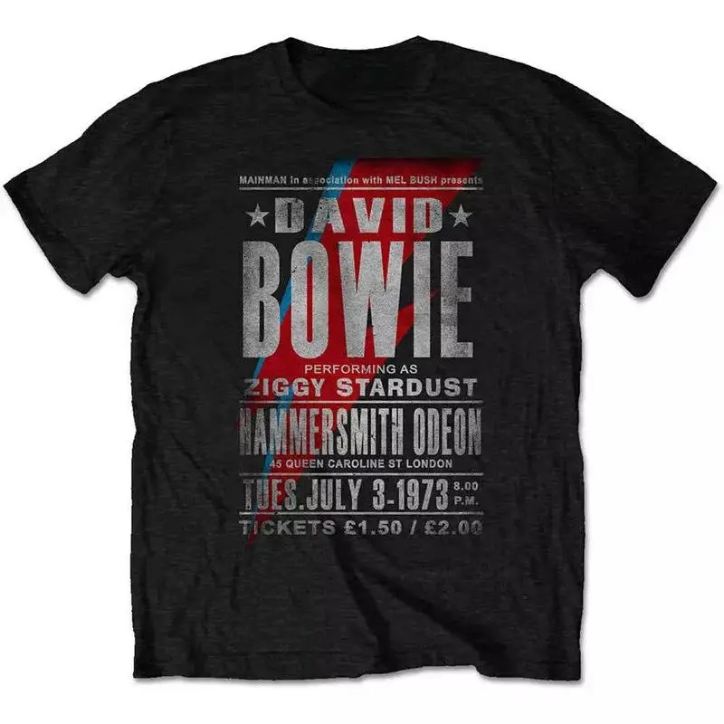 David Bowie Print T-shirt Rock High Street Short Sleeve Y2k Vintage Tops Casual Loose Streetwear O Neck Fashion T Shirts Unisex