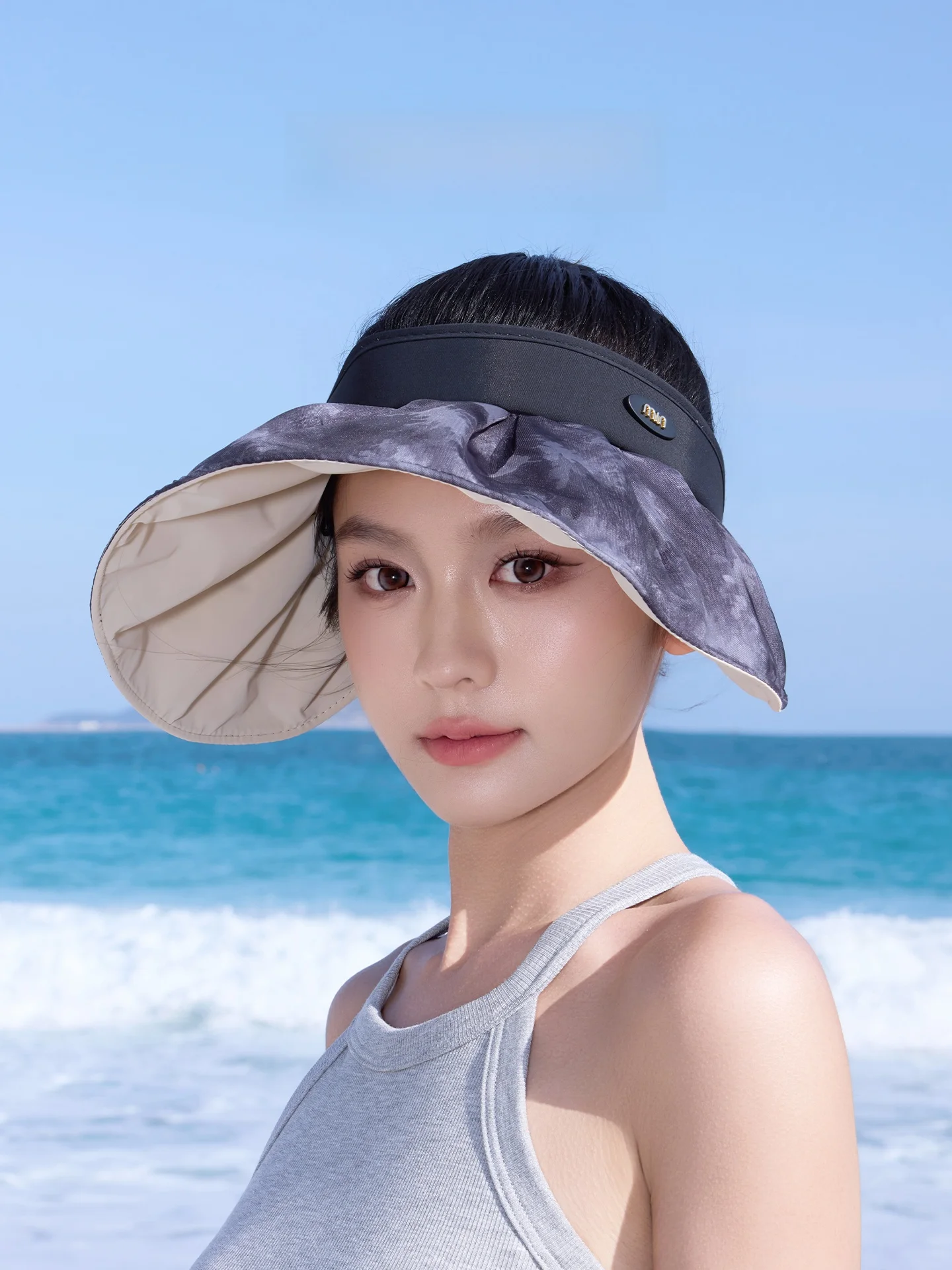 hanayo2026-new-casual-large-head-size-sunshade-hat-outdoor-travel-sun-protection-women-breathable-empty-top-cap