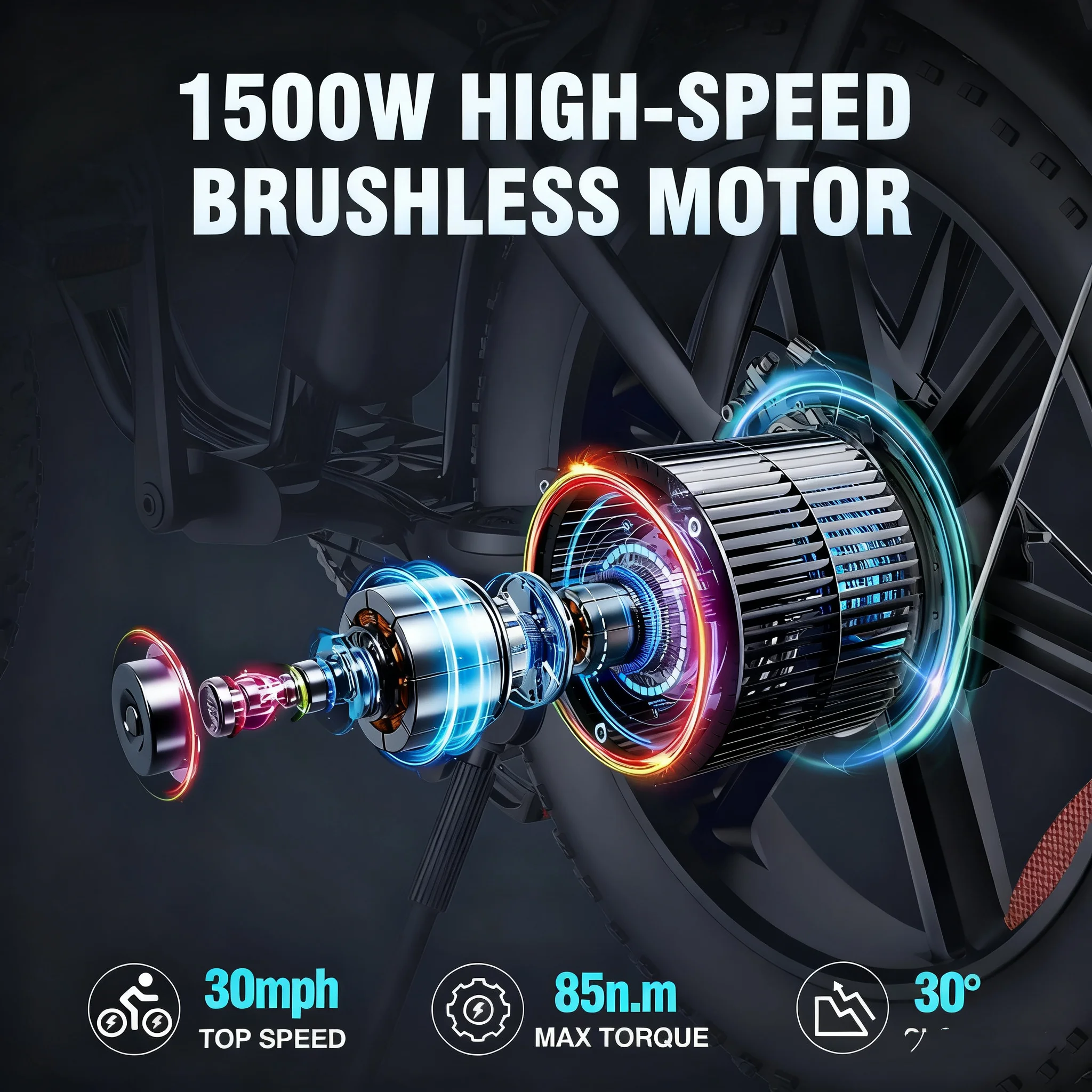 دراجة كهربائية Ridstar للبالغين 1500 وات 48 فولت 15AH Road City Ebike للبالغين 20 بوصة إطار عريض للمدينة eBike Max 330LBS