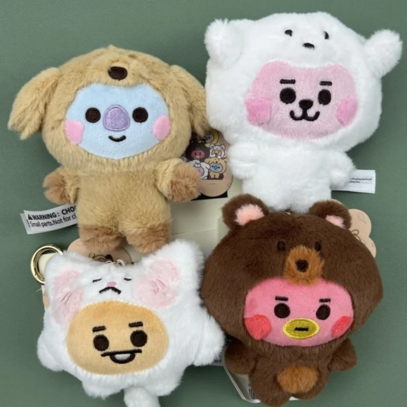BT21 CAT DAY سلسلة أفخم المفاتيح كوكي كويا شوكي المدرسية قلادة لطيف الكرتون شيمي تاتا دمية المفاتيح الديكور هدية