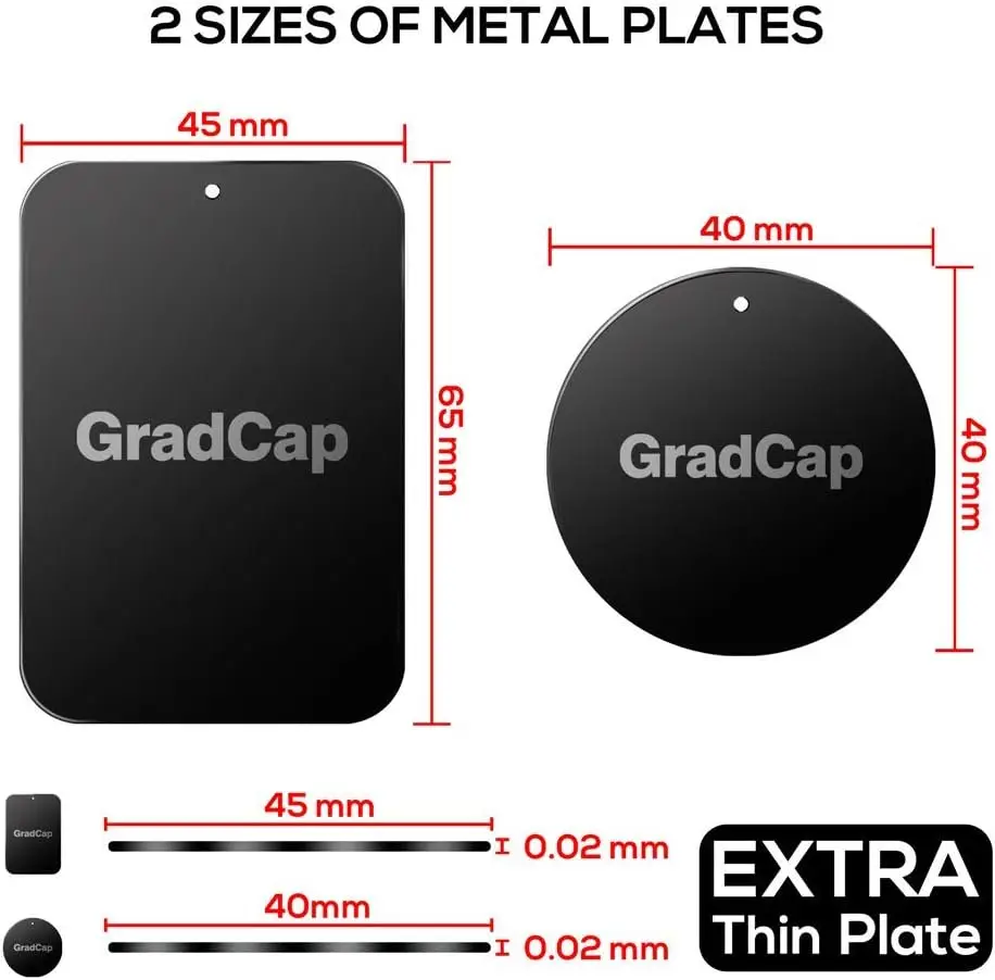 Magnetic Phone Mount Metal Plate Kit - 4 Pack Ultra Thin Black Discs with Strong Adhesive - Universal Car Phone Holder Stickers