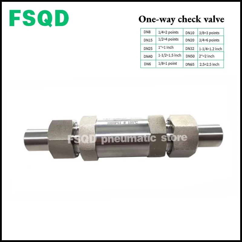 304 Stainless steel, High pressure Welded pipe loose type One-way check valve pneumatic tool
