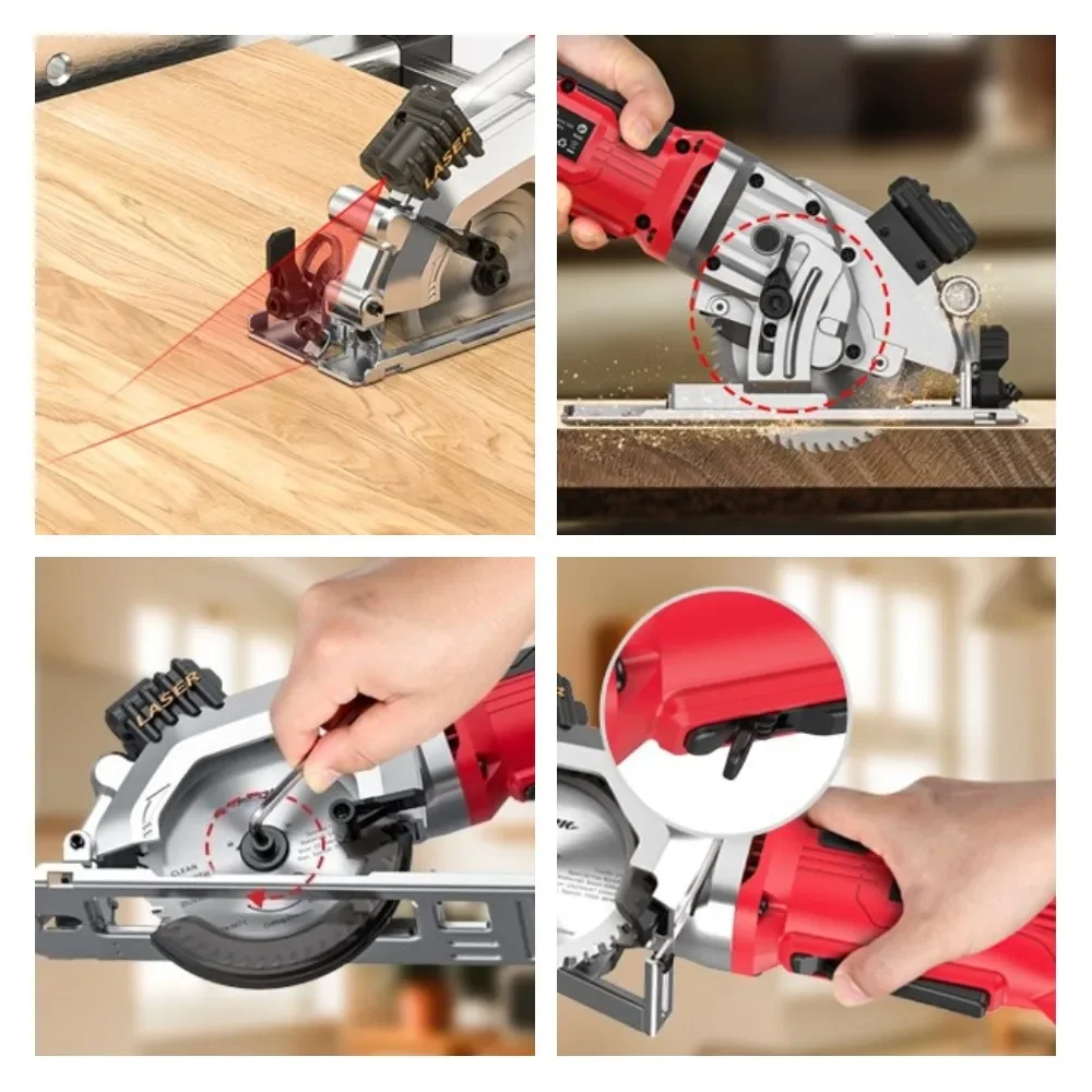 580W 115MM For Mini Portable Circular Saw 24 And 48 TCT Blade Laser Guide for Wood PVC Pipe Cutting Power Tools