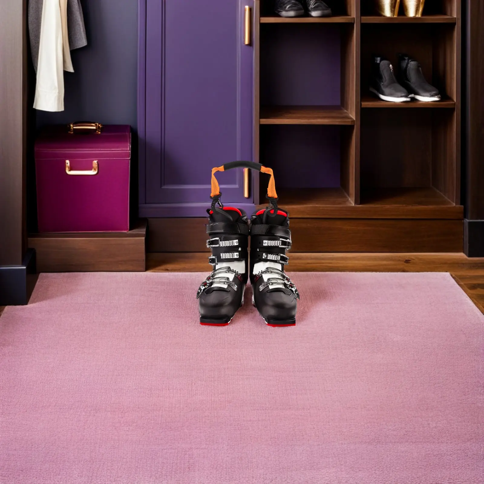 

2Pcs Ski Boot Carrying Strap with Reflective Design Heavy Duty Wear Resistant Roller Skate Carrier for Skating Skiing Adventure