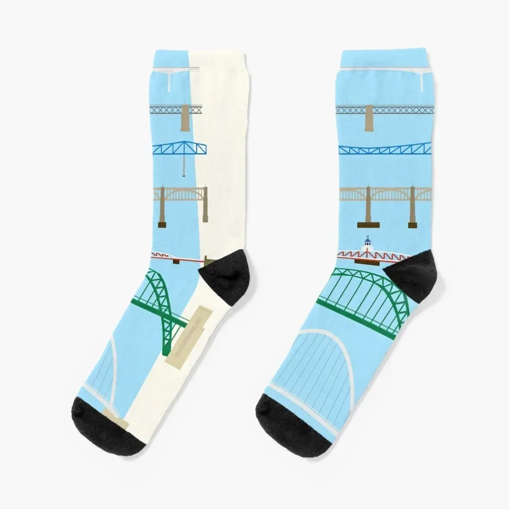 Bridges of the Tyne Socks winter gifts cartoon hiphop Designer Man Socks Women's