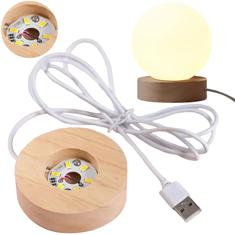 Base per luce in cristallo Supporto per lampada in resina Espositore Base per display illuminata in legno per arte in resina di cristallo