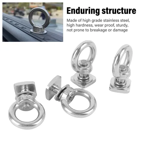 Imagen 2 del producto Tuerca de ojo de perno en T, anillos de amarre, alta dureza, a prueba de abrasión, soporte estable, montaje en pista en T, amarre para sujetar red de carga