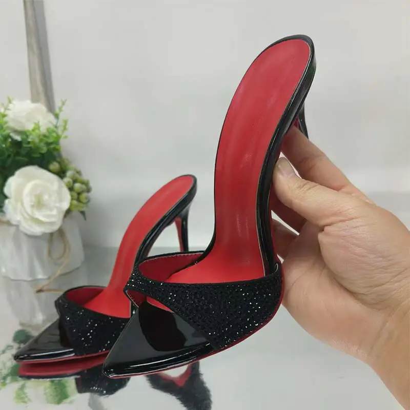 Fashionable Fish Mouth High Heels, Hot Drilled Shallow Mouth One Piece Sandals, Large Size 34-45 Women's Shoes