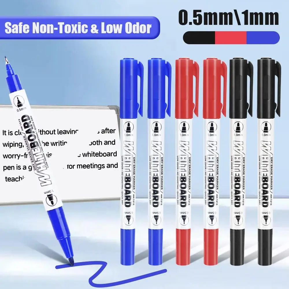 10 Whiteboard Markers with Dual Tips - Erasable Markers, Bright, Erasable, Whiteboard Markers, Blackboard Markers, Erasable Window Markers for Windows, Blackboards, Glass, Cars