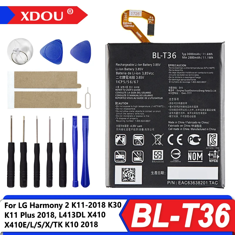 

Новый аккумулятор BL-T36 3000 мАч для LG Harmony 2 K11-2018 K30 K11 Plus 2018, L413DL X410 X410E/L/S/X/TK K10 2018 аккумуляторы + инструменты