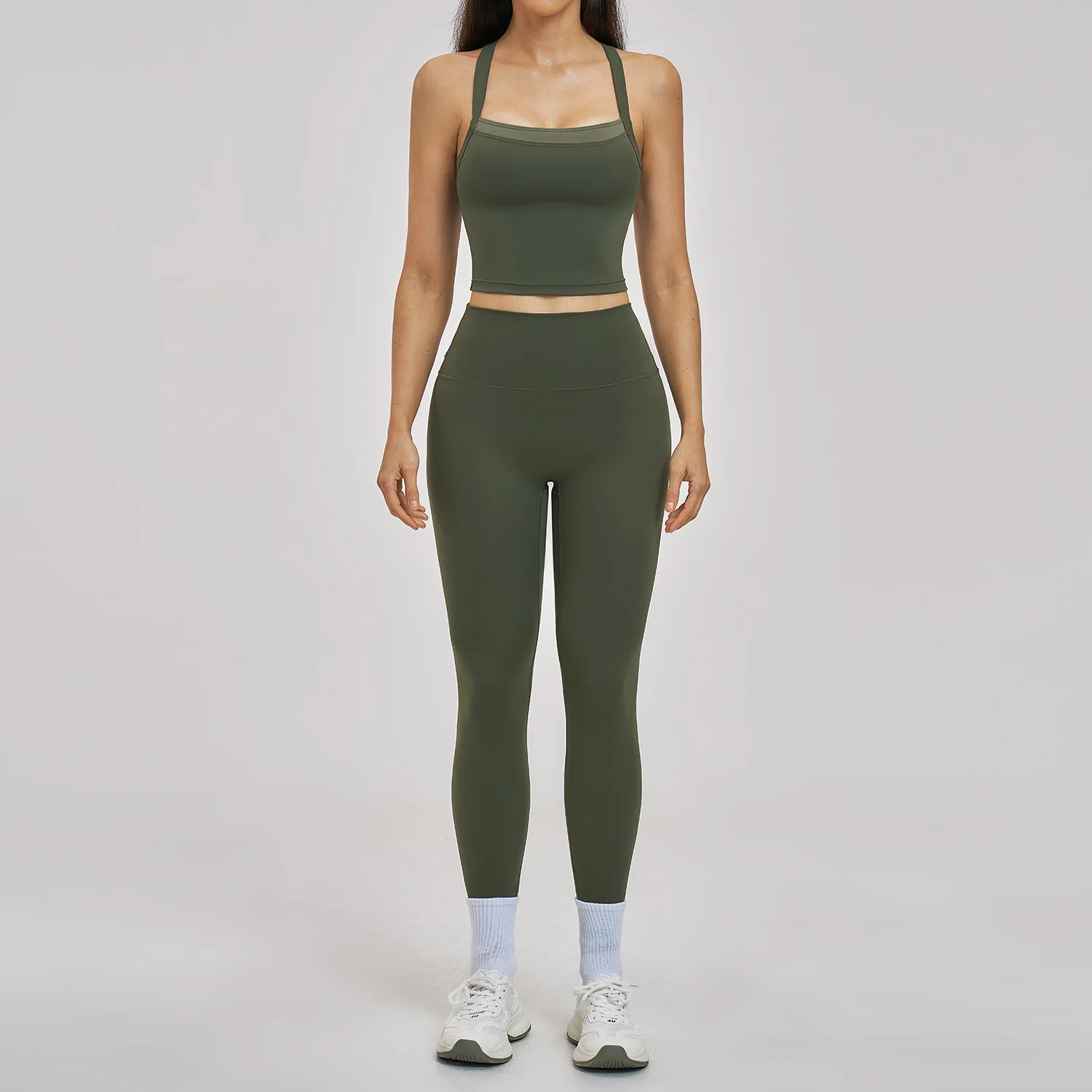 Maxdutti Naked Set, Cross Back Beauty Quick Drying Exercise Set, Outdoor Leisure Running Fitness Set New Two Piece Set Women's