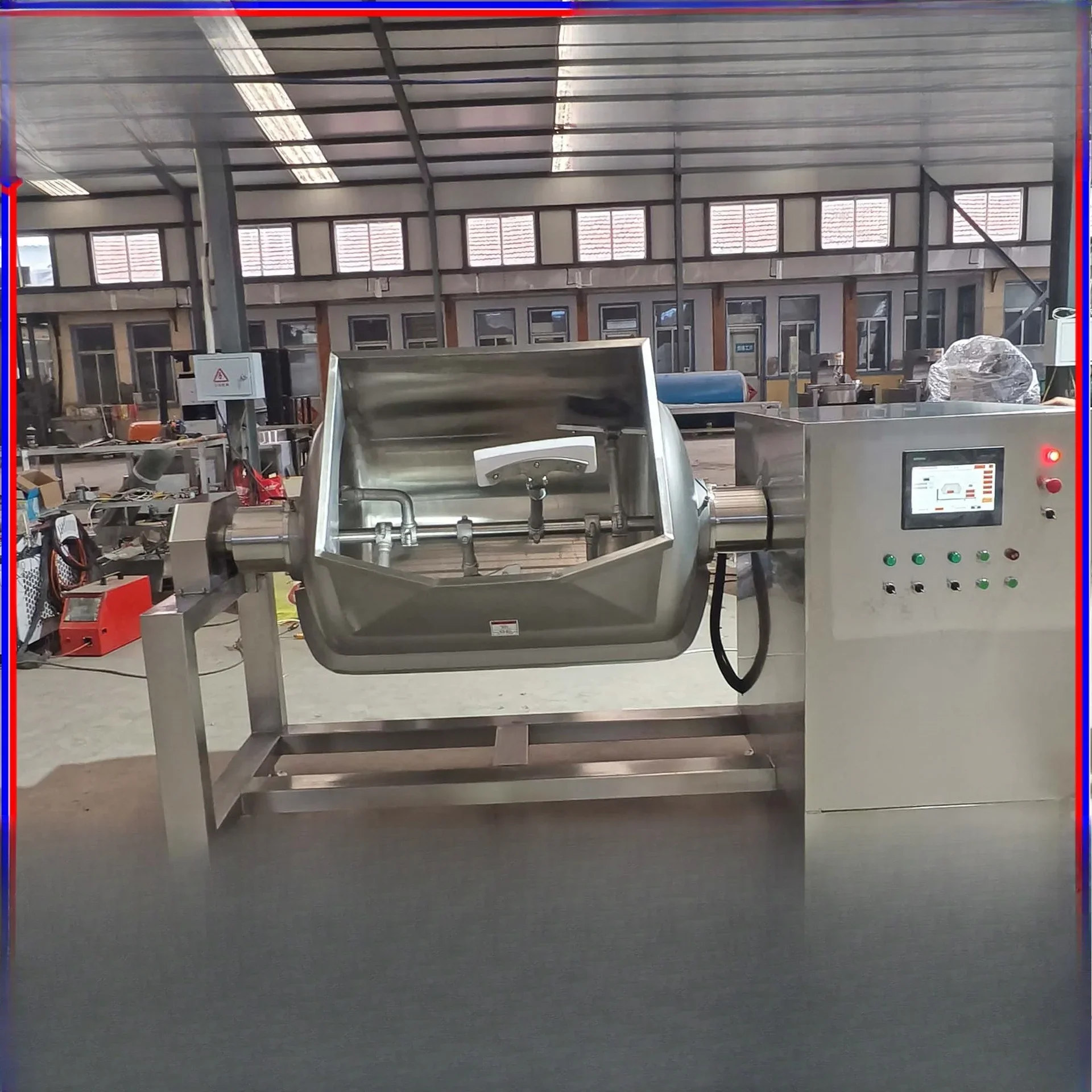 Panela interlayer de mistura de eixo horizontal a vácuo, panela de agitação e fervente