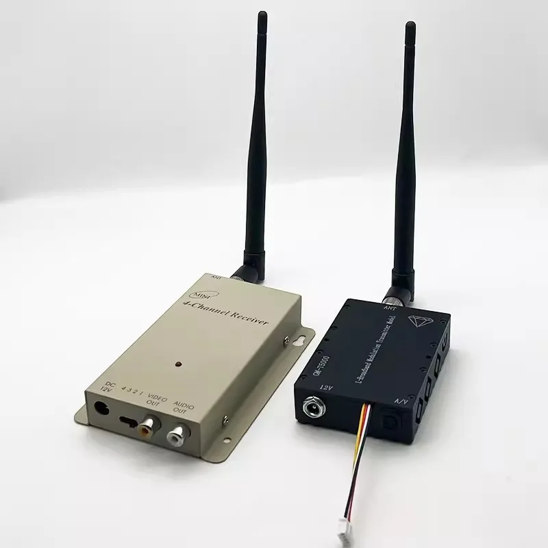 1.2G 5W ulepszony bezprzewodowy nadajnik wideo i odbiornik 1.2G transmisja obrazu bezprzewodowy sprzęt do monitorowania wideo i Audio