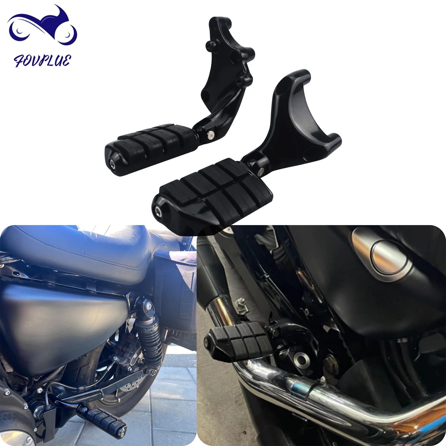 

Black Rear Passenger Footrests Footpegs Foot Rests Pedal Mount Bracket Clamp For Harley Davidson Sportster XL 883 1200 2014-2022