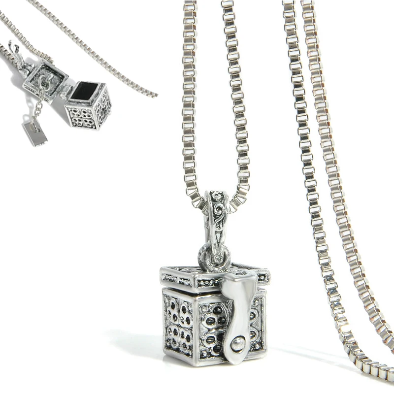 Silver Mini Keepsake Metal Urn Cremation Pendant Jewelry Necklace Ash Holder