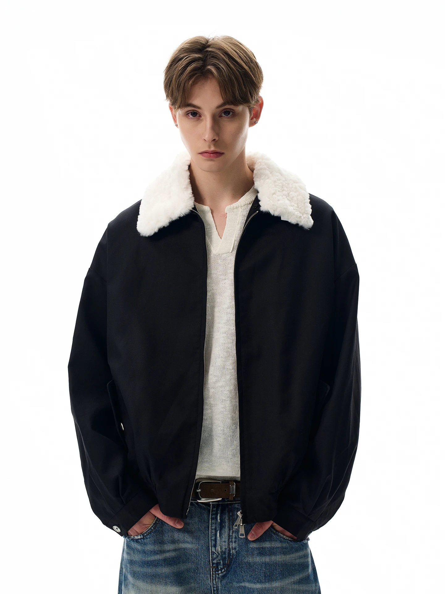 

Куртка-харрингтон с отстегивающимся меховым воротником, универсальная верхняя одежда Cleanfit, американский высококачественный стиль, молодежная мода PUEE