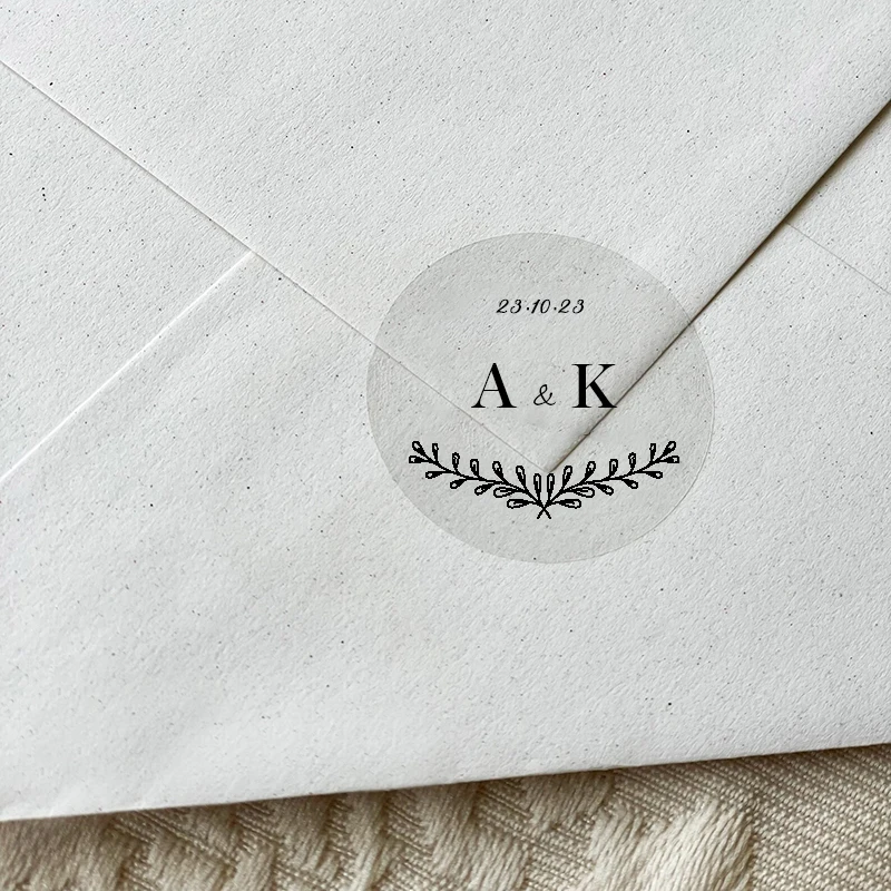 Personalized Wedding Gift Sticker Transparent Black Letter PET Label Round Sticker