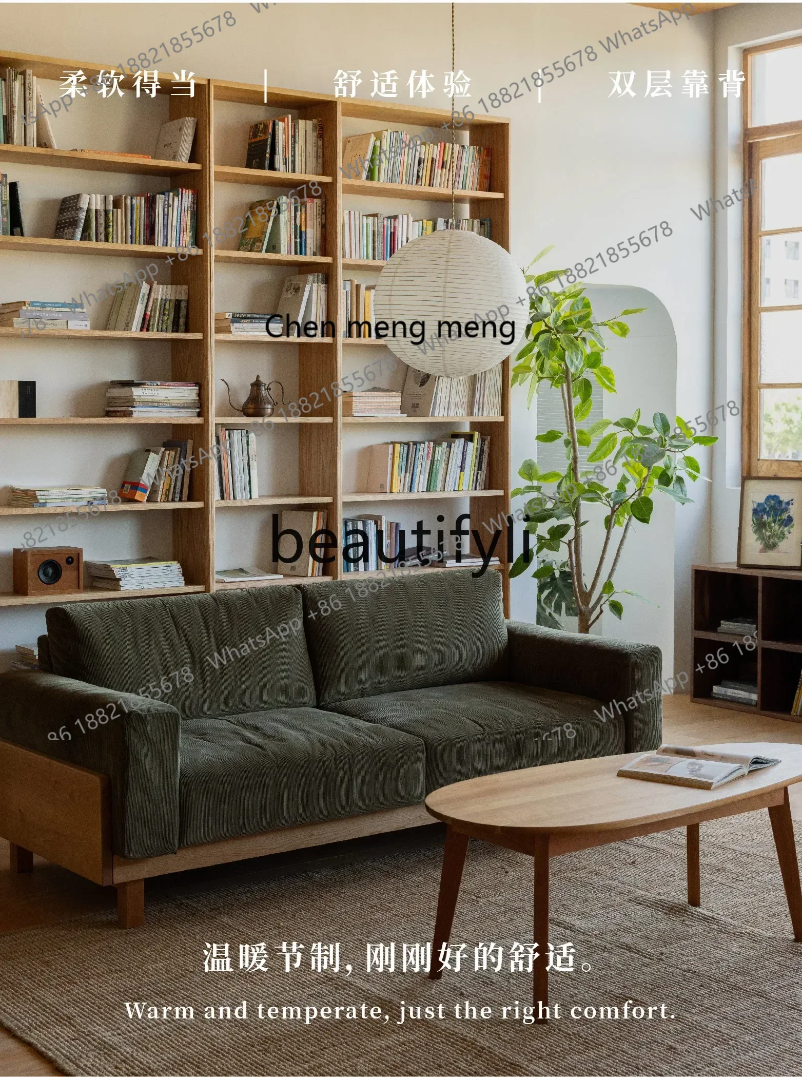 

D178 Cube sofa, small apartment living room fabric all solid wood simple modern style double sofa