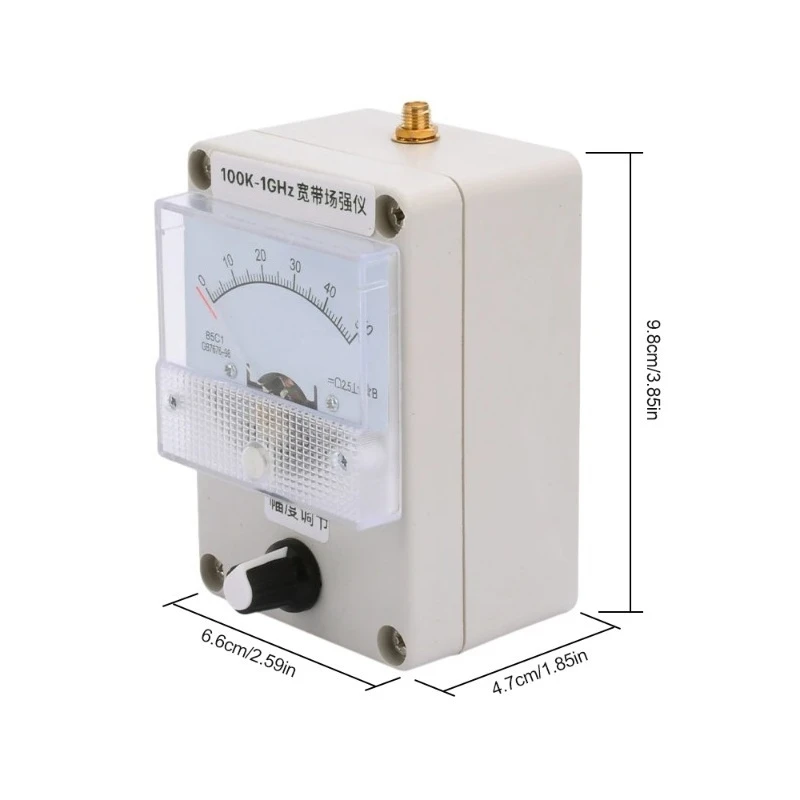 100KHz-1000MHz Analog RF Signal Strength Meter, Dial Type Field Strength Indicator with Antenna