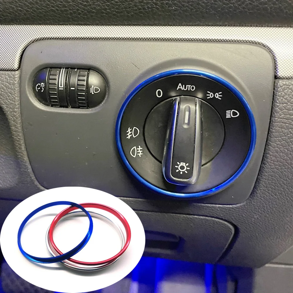 Car Headlight Switch Decorative Frame Trim Ring Sticker Fit For Volkswagen VW Golf Jett MK5 MK6 Passat B6 B7 CC Touran Tiguan