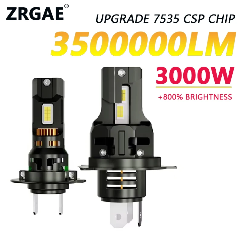 

H4 H7 LED Tuber Lamp 3000W High Power LED Bulb Mini 1:1 Size Wireless H7 Car Headlight CANbus No Error Free with Fan Light 6000K