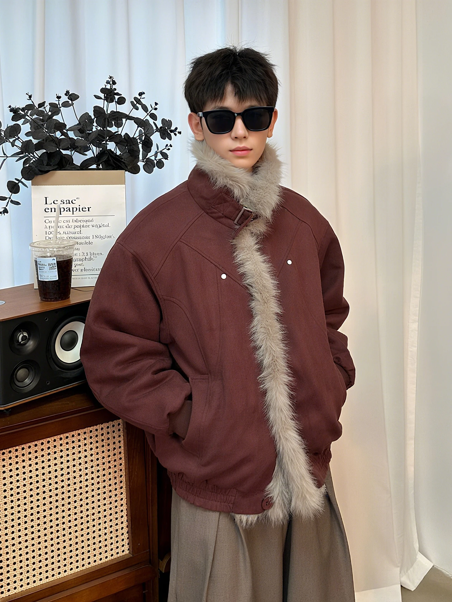 

Мужская зимняя куртка из утолщенной замши с воротником, утепленная, свободного кроя, из хлопка и полиэстера, молодежная, модная, для работы.