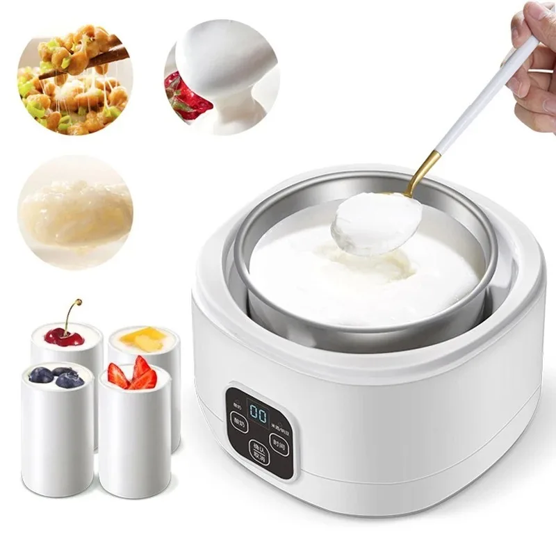 1.0L Automatic Household Yogurt Maker Multifunctional Rice Wine Natto Brewer with Jars 220V