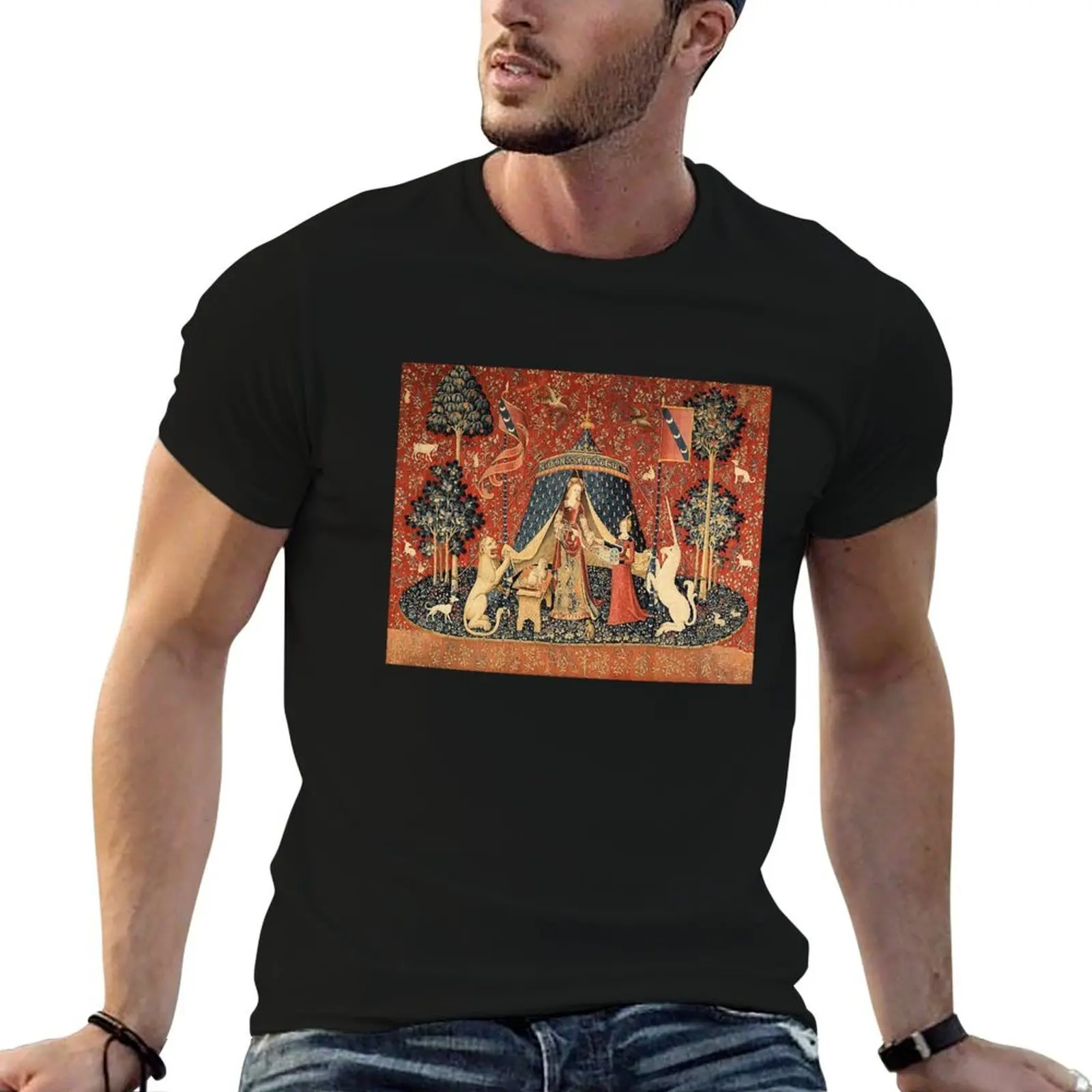 The Lady and the Unicorn: La Dame à la licorne T-Shirt aesthetic clothes cute tops mens graphic t-shirts anime