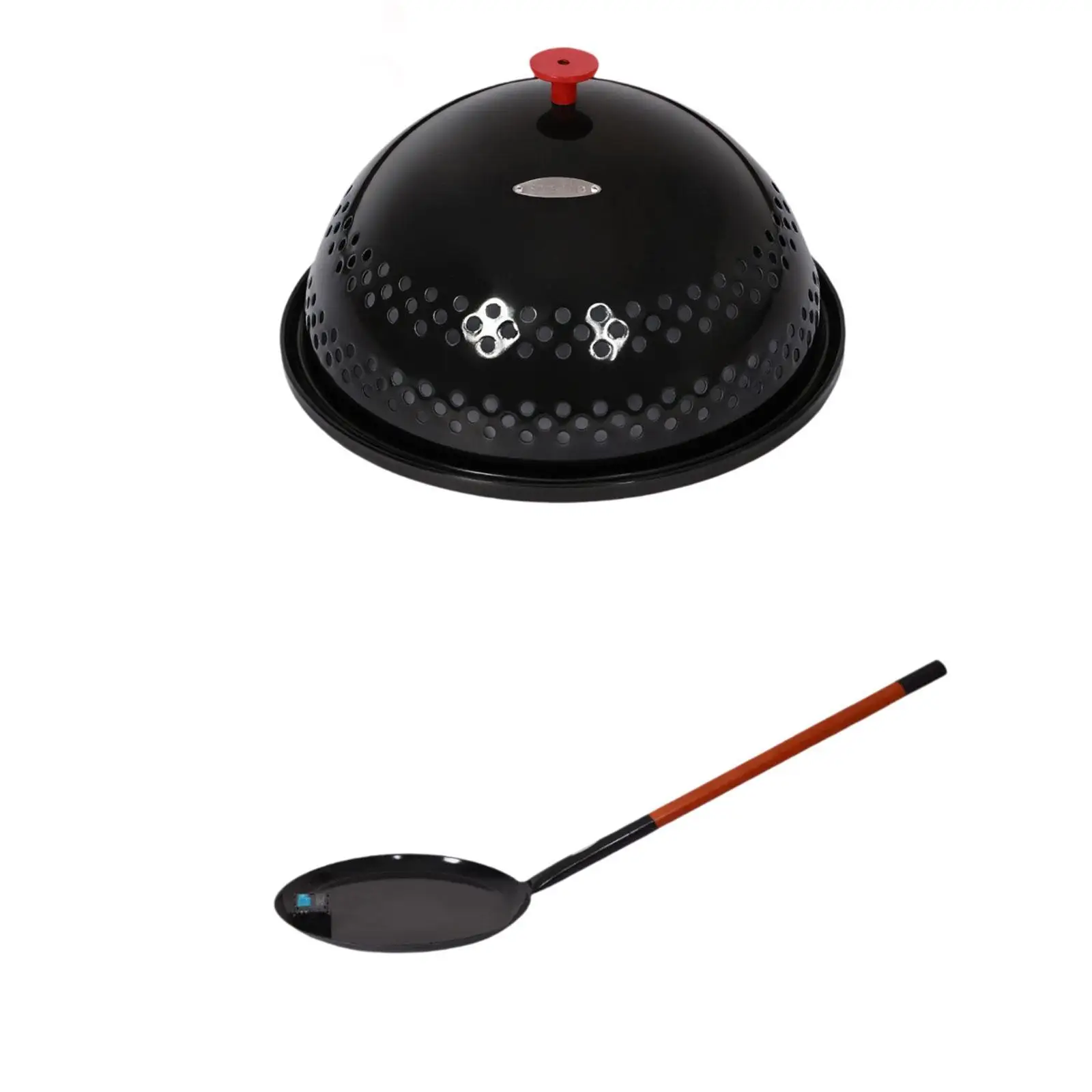 

Попкорн Поппер Круглая кастрюля с крышкой Сковорода Эмалированные ядра для уличного использования Премиум Сковорода для попкорна Машина для попкорна без шейкера Без перемешивания Черный