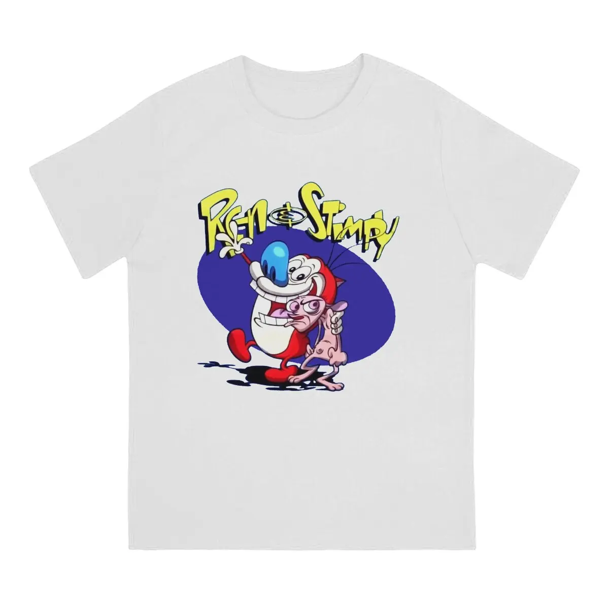 Men\'s Altogether T Shirts T-The Ren & Stimpy Show Cartoon 100% Cotton Tops Cool Short Sleeve Crew Neck Tee Shirt 4XL 5XL T-Shirt