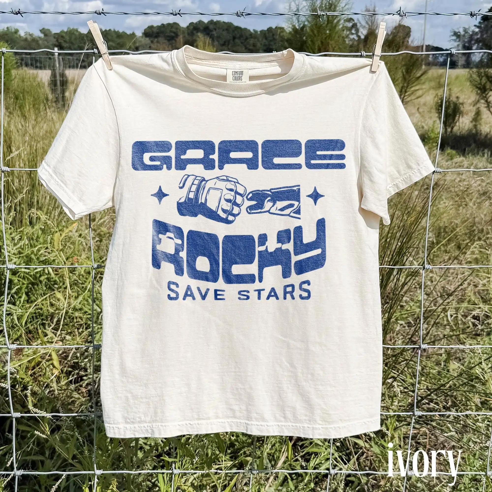 Grace Rocky Save Stars Shirt, Project Hail Mary, Rocky Alien Friendship Sci-Fi Space Graphic Tee, Book Lover Style Gift
