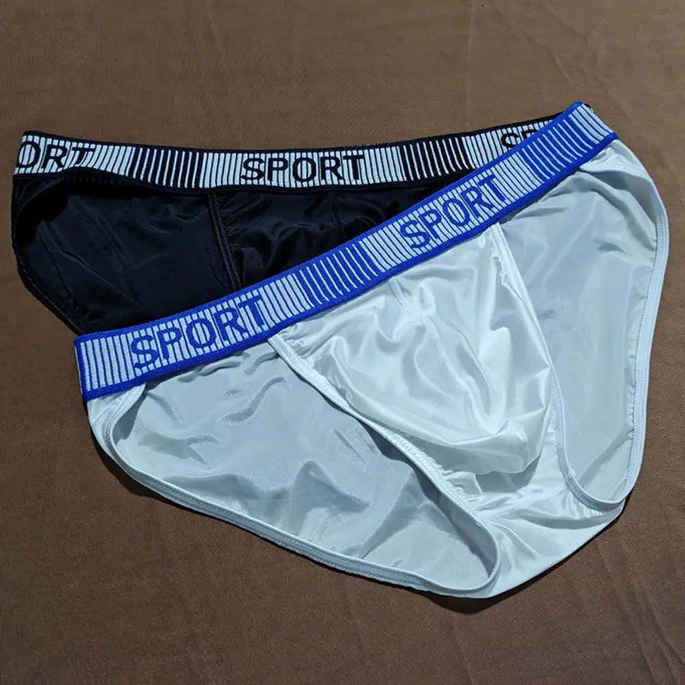 Comfortable Summer Ice Silk for Men Breathable Comfortable Underwear High Slit Design Daily Wear Panties with Letter Print