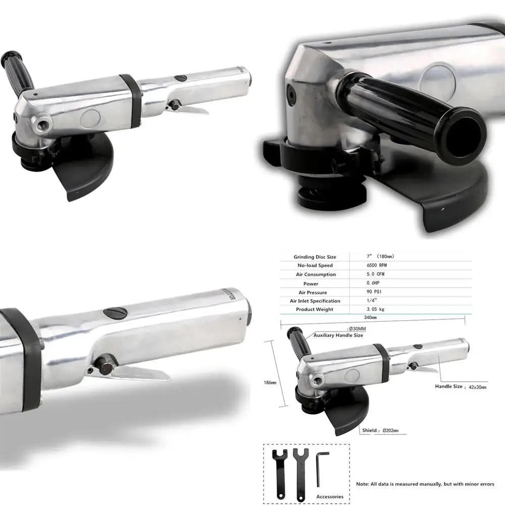 High-Speed 7 Inch Pneumatic Angle Grinder Disc Polished for Precision Machine Polishing and Cutting Operations