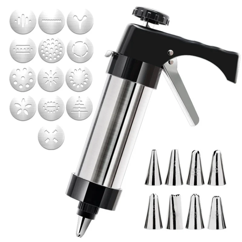 

13pcs/set DIY Manual Cookie Mold Gun Cookie Press Kit Machine Gun Decorating Squeezing Machine Making Churros Device Baking Tool