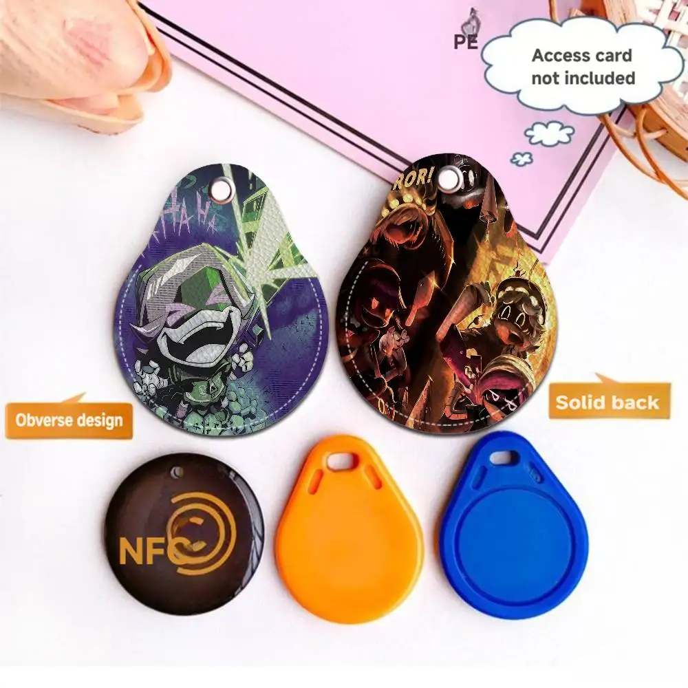 M-Murder D-Drones PU Leather Card Holder Keychain Key Ring Door Access Tags Case Keychain Access Card Bag Key Tag Ring