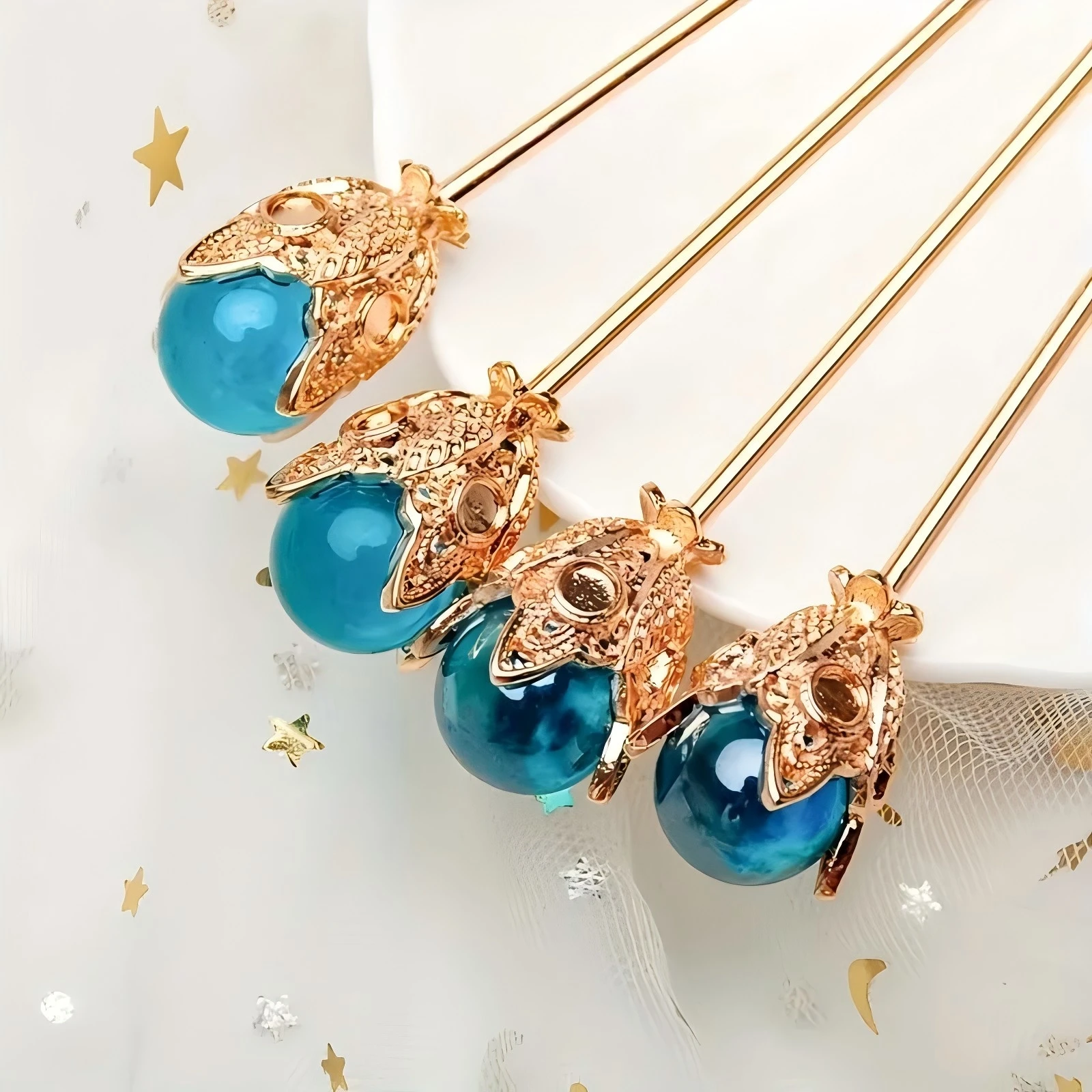 1pc Fashion Blue Crystal Hair Needle Simple Romantic Daily Party Accessory Women\'s Elegant Jewelry Gift Hair Accessory Hairpin