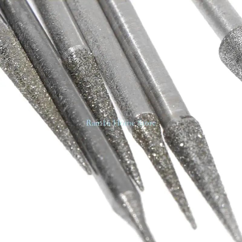 

02DB 6pcs Diamond Coated Grinding Needle Bits Burr Tapered Point Lapidary Metal Stone