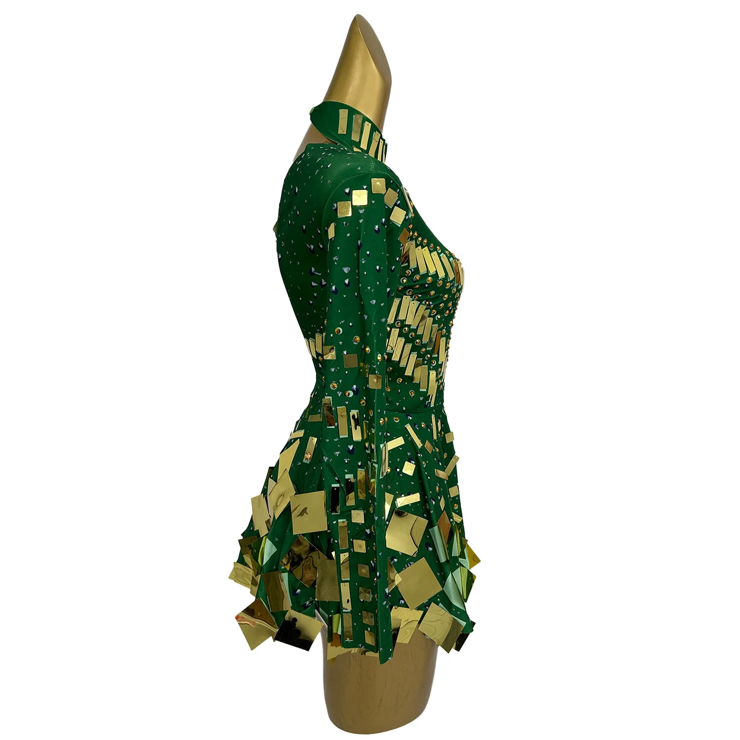 New Mirror Party Dress Green Stretch Stage Dance Dress Nightclub Party Celebrate Dress Women Dancer Performance Clothes Xieshi